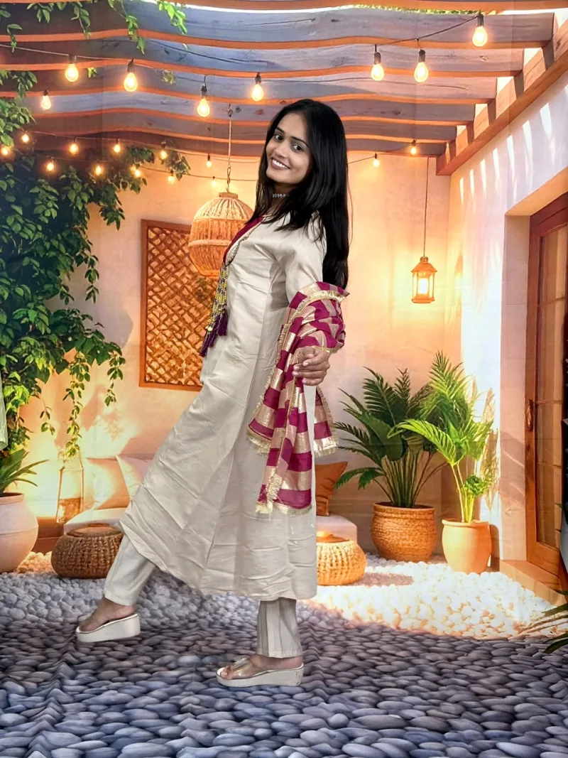 KF 314 Kalaai Roman Silk Embroidery Kurti With Bottom Dupatta 